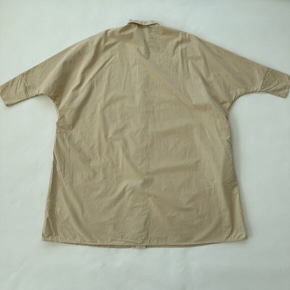 Gentle Herd Oversize Shirt Dress Cotton Poplin Small Beige Garmentory Pockets - Picture 9 of 9